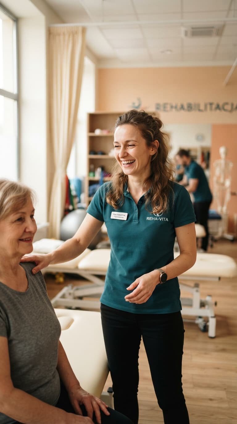 Fizjoterapeutka pracująca z pacjentem